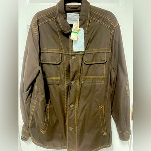 Tommy Bahama Levine button up denim-like jacket. Color dark brown.NWT. Orig $198
